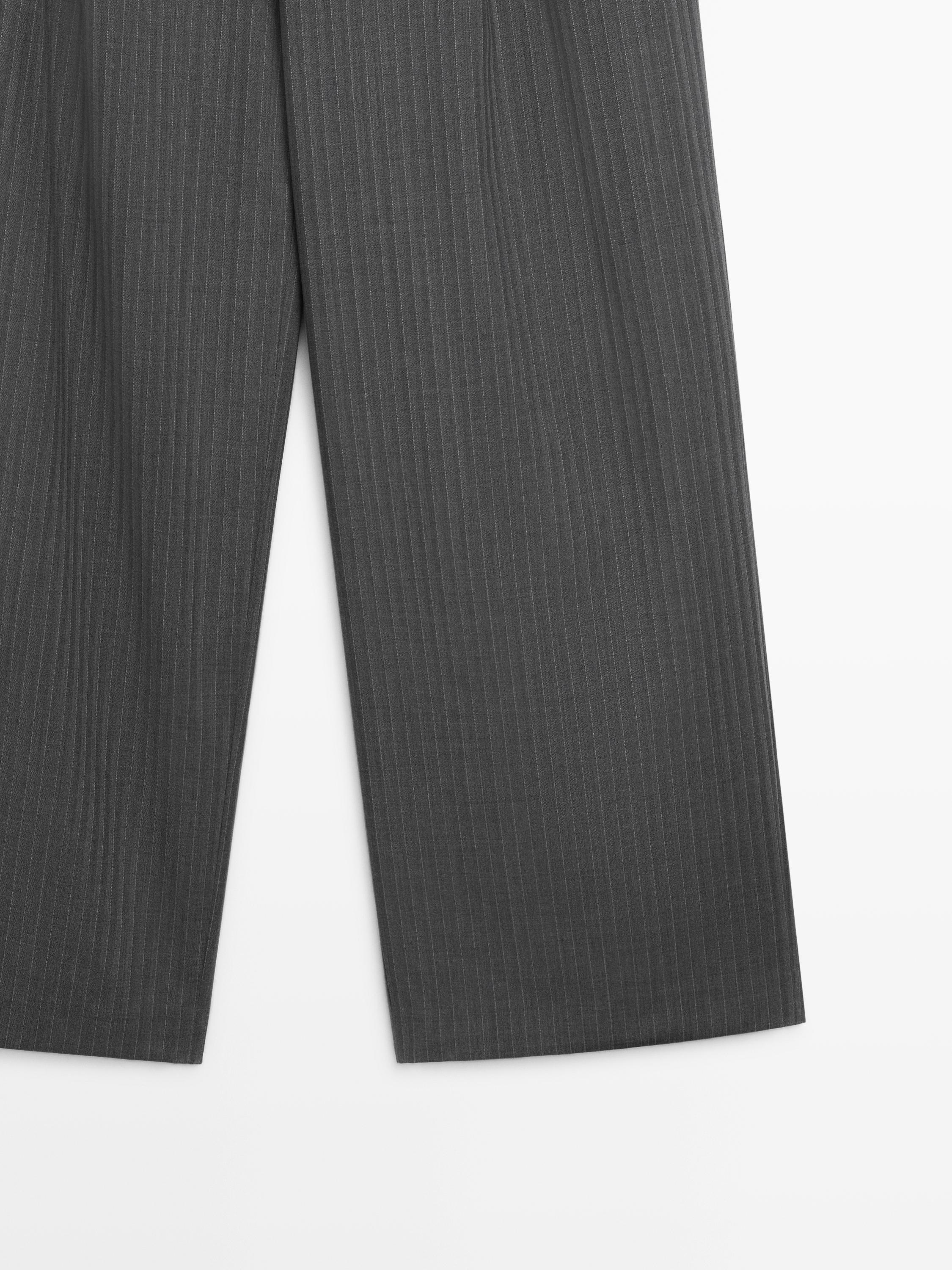 Pinstripe cool wool blend suit trousers
